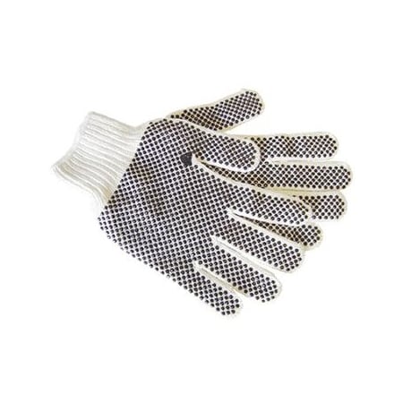 The Brush Man Polyester/Cotton Gloves, Black Pvc Dots Front/Back, Large, 12PK GLOVE-5522